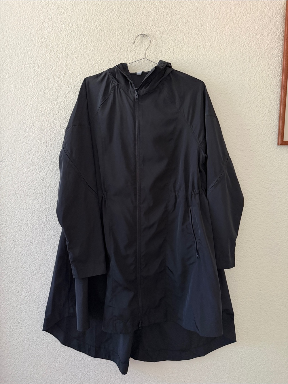 Athleta Black Hooded Women's Raincoat